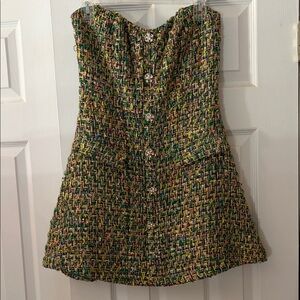Fashion Nova Green and Yellow Tweed Dress